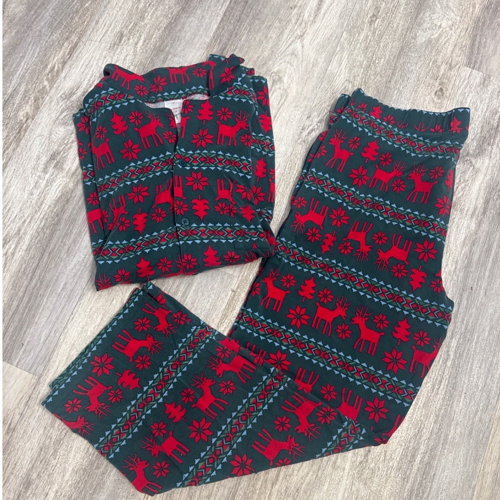 Hanna Andersson Soft‎ Womens XL Tencel Pajama Set Green Red Reindeer Fair Isle